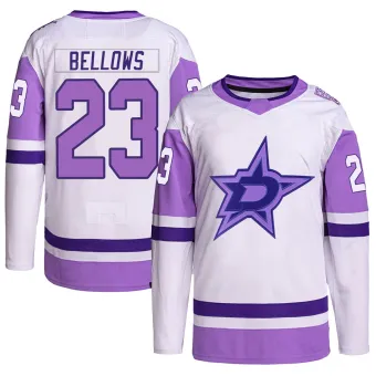 Men's Brian Bellows Dallas Stars Hockey Fights Cancer Primegreen Jersey - White/Purple Authentic