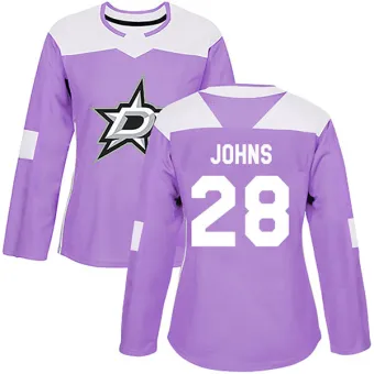 Women's Stephen Johns Dallas Stars Fights Cancer Practice Jersey - Purple Authentic